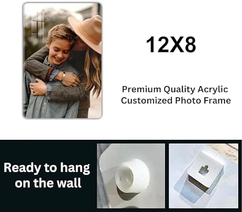 Customized Acrylic Photo Frame 12x8 Inches – Personalized Wall Mount Frameless Picture Frame for Anniversary, Birthday, Special Moments | Customised Gift Photo Frame with Photo | Gift