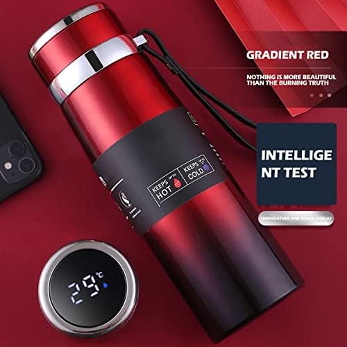 Flask for Hot Drink 1L, Double Walled Insulated Water Bottles Stainless Steel Vacuum Thermal Flask with Temperature Display Leak-Proof Travel Flask Hot and Cold Drink Mug for Sport Home Office(Red)