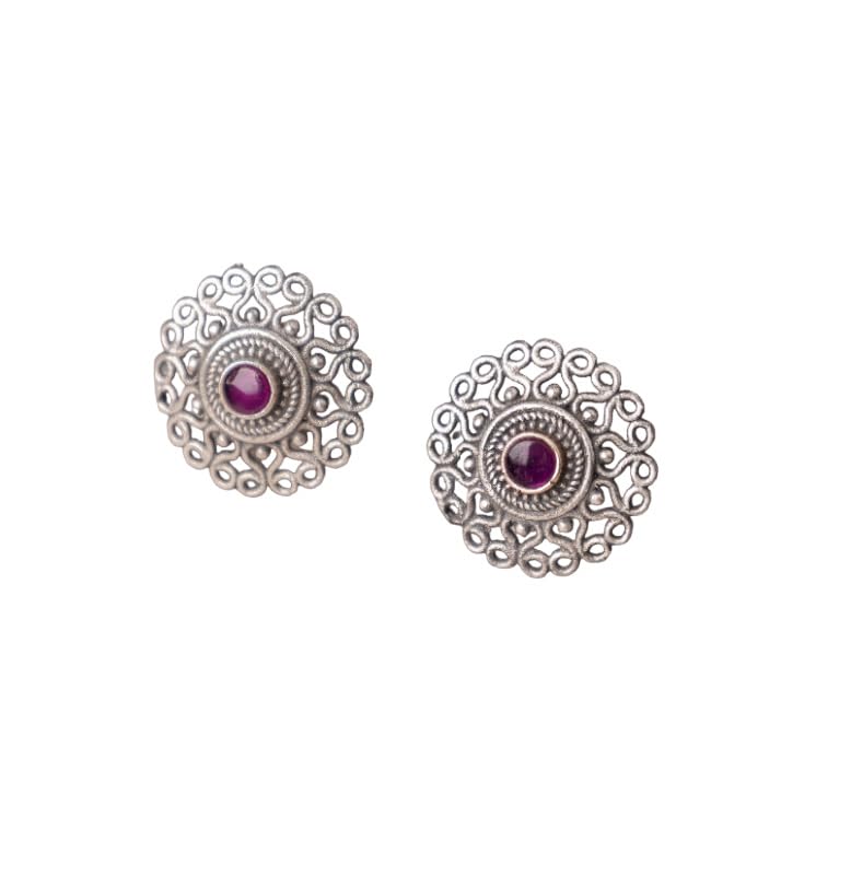 Shyle 925 Sterling Silver Stud Earrings, Moh Fine Carved Versatile Stud Earring, Well Stamped with 925, Indian Oxidized Silver Ear Studs, Gift for her (B0CC63J5D7) Amazon Price History, Amazon Price Tracker
