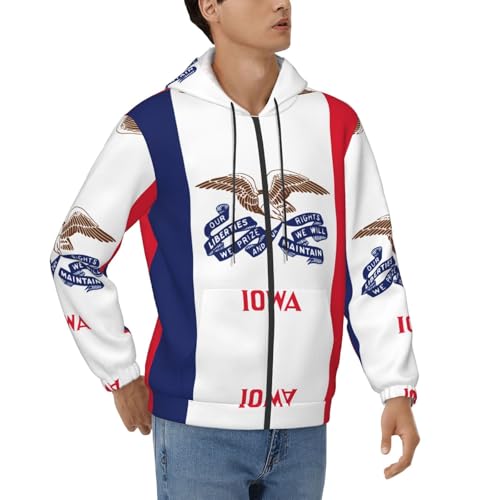 Sweat à capuche drapeau Iowa noir manches longues pour homme