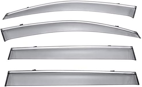 WellVisors Window Visors Wind Deflectors Compatible with Toyota 2014-2019 Highlander with Chrome Trim Rain Guards 3-847TY017