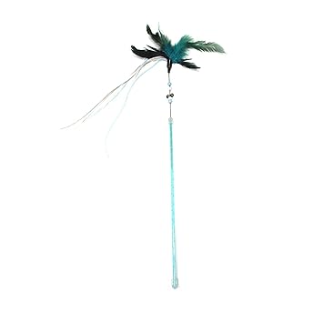 Emily Pets Interactive Cat Feather Modern ToysBell,Cat Wand Toy Worm Feathers Teaser, Pearl,Natural Feather,and Hanging Ribbon Stone Toys for Indoor Cats Kitten Play Chase Exercise(Pack1,Color Vary)