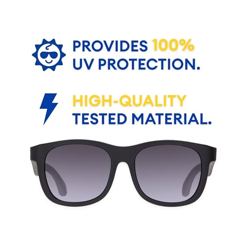 Image of Babiators Baby Navigators - Sunglasses Babies, Toddlers, Children |UV Protection, Durable, Bendable, and Baby Proof, Jet Black With Smoke Lenses Polarized, Ages 0-2Y