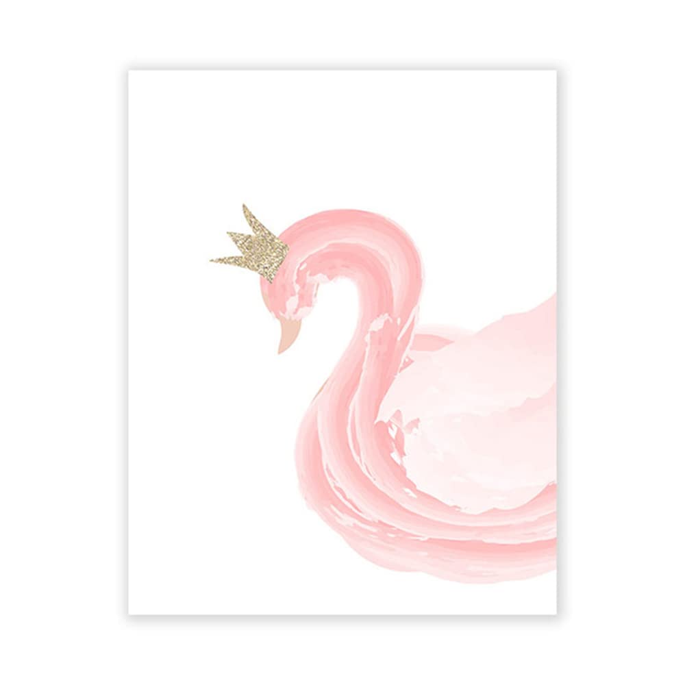 Youihom 3 Affiches Chambre Bebe Fille Cygne Rose Tableau 30x40 Poster Prenom Personnalisé Mural Enfant Deco sans Cadre