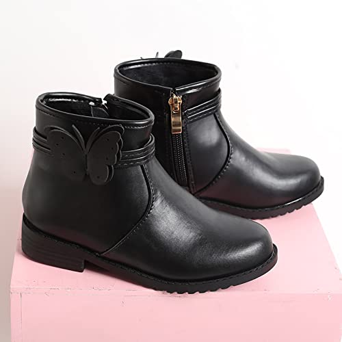 Girls Ankle Boots Kids Ankle Boots Low Heel Western Boots Outdoor Warm Shoes for Little Kids/Big Kids with Zipper3