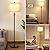 JUNNAI Black Floor Lamps for Living Room Adjustable Height Standing Lamp Modern Tall Pole Lamps for Bedroom Office with White Linen Shade 3 Color Temperature 9W LED Bulb Included