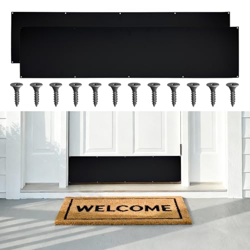 Door Kick Plate 36 Inches 2-Pack Aluminum Anti-Scratch Anti-Corrosive Metal for Dog Scratching Interior & Exterior Use Screws for Wood & Metal Doors(Black 6x34)