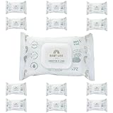 BABYLOU CARE | Toallitas de agua 12 x 72 bolsas | Toallitas suaves y calmantes para bebés | Adecuado desde el nacimiento | Apto para pieles sensibles | 99,7% de ingredientes de origen natural |Made in