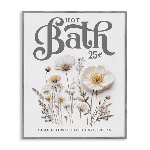 Poster encadré fleurs pressées Hot Bath noir Stupell Industries 50x40cm
