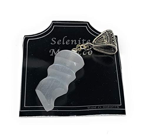 1pc, 6-10g, 1.4 -1.6  Handmade Selenite Pendant Flame Shape Polished @Morocco,