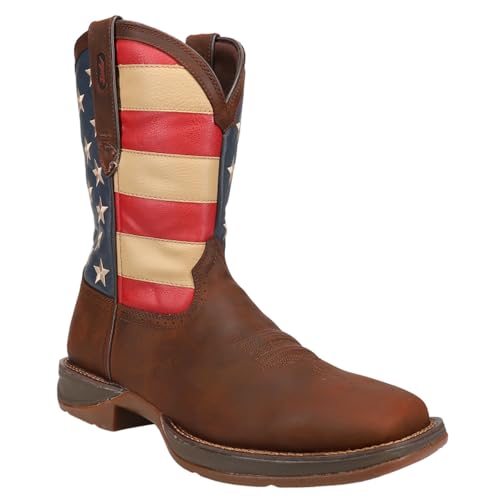 Durango Mens Patriotic Pull On Western Flag Square Toe Casual Boots Mid Calf - Brown - Size 8.5 EE_M2