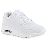 stiefelparadies Damen Sport Lack Sneakers Schnürer Sneaker Low Lauf Runners Neon Leder-Optik CamouflageGlitzer Schuhe 117079 Weiss 45 Flandell