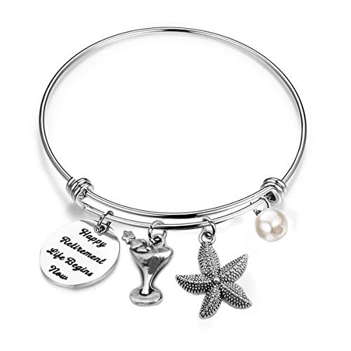 Bobauna Retirement Gift Happy Retirement Expandable Wire Bangle Bracelet Thank You Gift For Mother Teacher Nurse (Retirement Bracelet) #TOP14