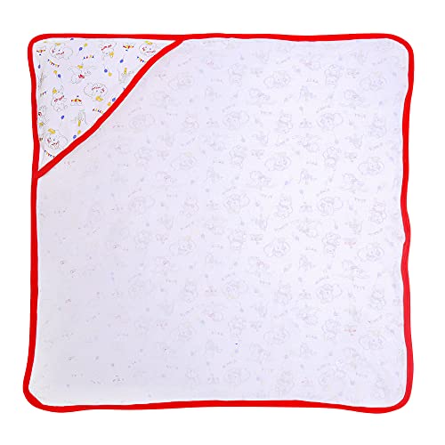 Image of pom-pom SWEET HEARTS Cotton Hooded Swaddle Wrapper for New Born Baby | Two Layer Wrapper /Blanket /Receiving Blanket | Soft, Lightweight and Travel Friendly | (Party)(0-6 Months)
