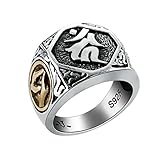 √ Breite:17MM KnBoB Herren Buddhistisches Mantra Gravierte Sankoken und OM Ring 925 Sterling Silber Größe 67 (21.3)