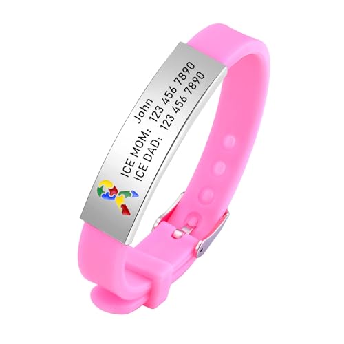 Xuanpai Personalized Autism Awareness Bracelet, Medical Alert Id Bracelet Custom Engraved Autism Child Safety Id Bracelets Anti-Lost Adjustable Silicone Wristband For Teen Boys Girls Men Women cover