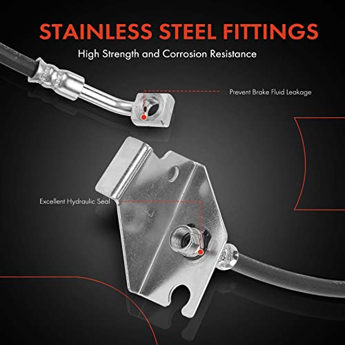 A-Premium Front And Rear Driver And Passenger Side Brake Hydraulic Hoses Compatible With Select Chevrolet Model - Caprice 2011-2017 - Replaces# 92265259, 92265258 (Pack Of 4) #TOP3