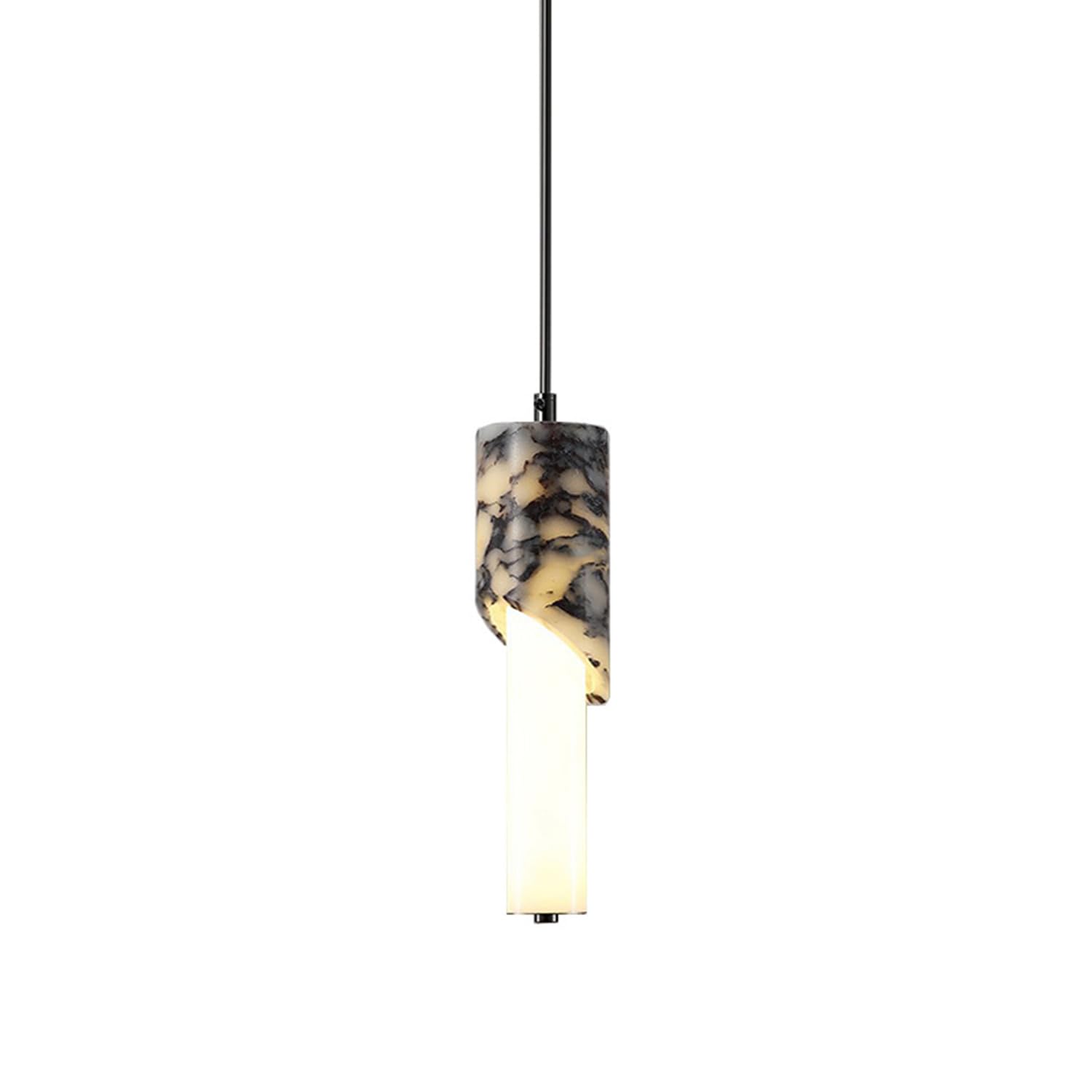 Lampada a sospensione in marmo a forma di cilindro. Lampade a