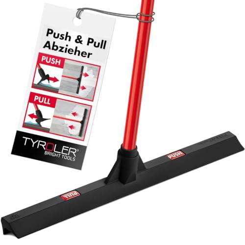 Tyroler Double-Blade Floor Squeegee 43CM - Silicone or Rubber Head, 140CM...