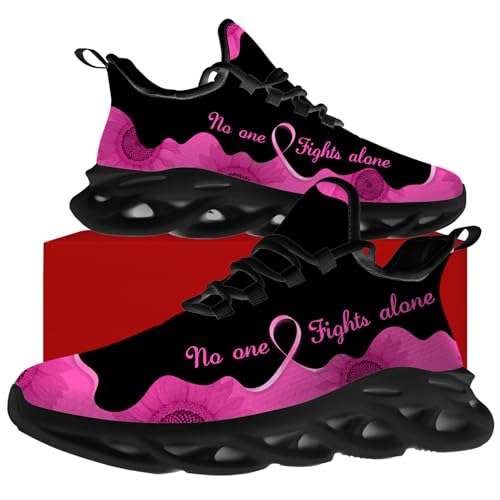 Women's Breast Cancer Awareness Shoes Pink Ribbon Sneakers Running Walking Tennis Shoes Gifts for Ladies Girlfriend4