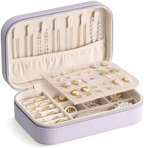 Lolalet Reise Schmuckkästchen Schmuckaufbewahrung Schmuck Reiseetui (M) | Schmuck organizer Tragbarer Schmuckorganisator mit Aufbewahrungsbeutel für Ohrringe Halsketten Armbänder R