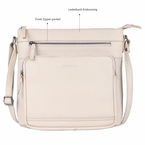 Image of LEDERBUCK Olga Women's Extra-Large Genuine Leather Crossbody Purse - Soft Triple-Zip Shoulder Bag