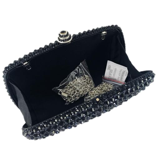 Image of Boutique De FGG Mini Crystal Clutch Purse for Women Formal, Spikes Rhinestone Clutch Evening Bag, Wedding Party Handbag
