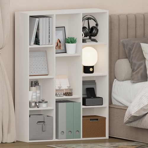Furinno LUDER Book Shelf, 11-Cube Bookshelf, Reversible Cube Storage Bookcase, Open Storage Shelf, Closed Back 9.4 x 29.1 x 41.7, for Living Room, Bedroom, Home Office, White - image 4