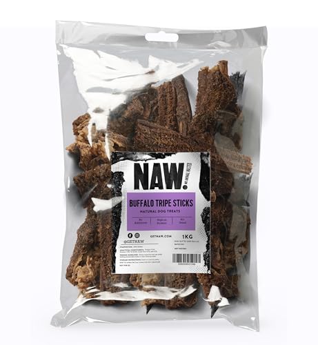 NAW Buffalo Tripe Sticks For Dogs 1kg. Natural Dried Tripe Dog Treats Made From 100% Pure Buffalo