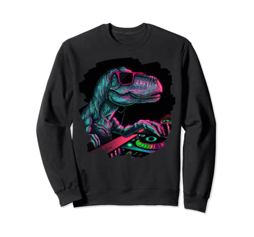 T Rex Dinosaur DJ Record Música tecno Tiranosaurio Rex Sudadera