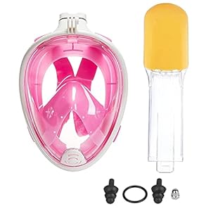 Schnorchelmasken 【Panorama Vollgesichts Schnorchelmaske】Faltbare Schnorchelmaske gibt Ihnen mehr Auswahl – bietet überlegene Sicht über eine Standard-Tauchmaske, unsere 2-in-1-Vollgesichts-Schnorchelmaske und -Schnorchel bietet eine 180-Grad-Sicht für schöne Unterwasser-Abenteuer.
【Anti-Leak & Anti-Fog】Die separaten Ein- und Ausatemkanäle verhindern, dass die Tauchmaske in der Physik beschlägt, das Engineering-Design passt die Nase enger, effektiv verhindert, dass das ausgeatmete Gas in den Spiegelbereich eindringt, keine Sorge um das Beschlagen der Maske
【Einfach zu atmen und zu tragen】 Wenn Sie die Schnorchelmaske tragen, können Sie frei von Nase und Mund atmen, sobald die Schnorchelmaske versehentlich ins Wasser eintritt, kann das Ablaufventil an der Unterseite des Kinns das Wasser vollständig abfließen, indem Sie Ihren Kopf aus dem Wasser heben. Die Tauchmaske mit verbessertem Schnallen-Design ist einfach für Sie zu tragen und auszuziehen.
