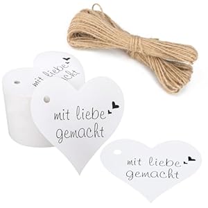 G2PLUS 100Stk Herz Kraftpapier Geschenkanhänger