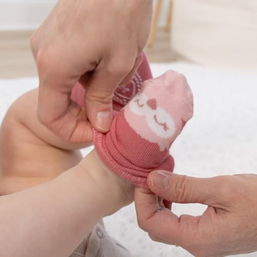 The Peanutshell Organic Baby Girl Socks 0-24 Months Set of 12 - Non-Slip Grip, Soft Cotton Newborn & Toddler Socks - Blush4