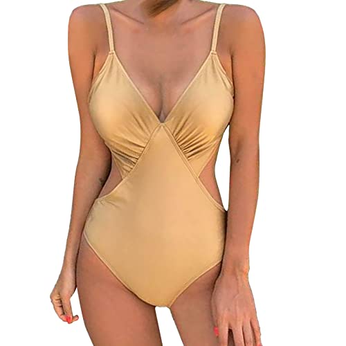 Genérico BañAdor Menstrual NiñA 12 AñOs Bikini a la para Mujer, Traje de baño con Espalda Descubierta y Vientre Delgado en el Pecho de tamaño en V Profundo Ropa BañO Traje De BañO Mujer (Yellow, XL)