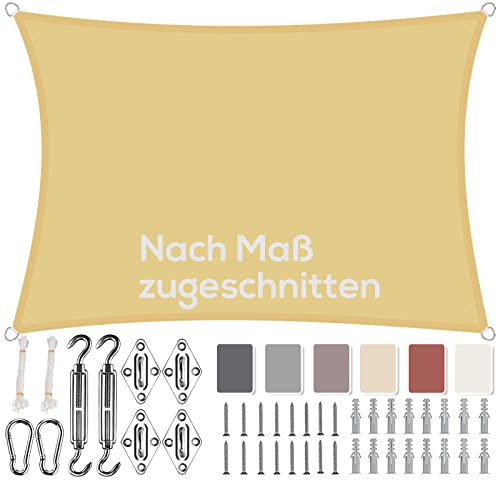 Aiyaoo Sonnensegel Wasserdicht Rechteckig, Viele Längen und Breiten Zur Auswahl, mit Befestigungs Kit PES Polyester, Sonnenschutz 95% UV Schutz, Reißfest Wetterfest für Terrasse Garten, Anthrazit