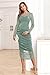 CYCLAMEN 2024 Maternity Mesh Dress Ruched Side Round Neck Pregnancy Dresses Baby Shower Wedding Guest Cocktail Party, Sparkly Sage Green, XXL