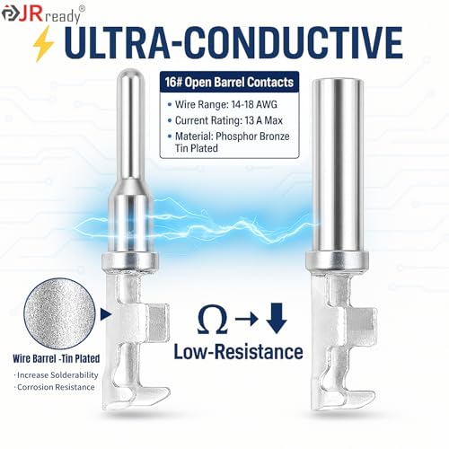 JRready DW5004 Deutsch Connector Kit - 2 3 4 6 8 12 Pin DT Connectors IP68 Waterproof, Size 16 Stamped Contacts 14-18AWG with Deutsch Crimp Tool, Deutsch Pin Kit - Thumbnail 6