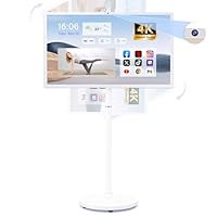 32-Inch Portable Smart TV on Wheels with Touch Screen Monitor | 8G RAM +128G Storage | 8-core CPU Qualcomm | Built-in 8-10H Battery | 8MP Webcam | Android 13 OS | Full Swivel Rotation | Remote Control