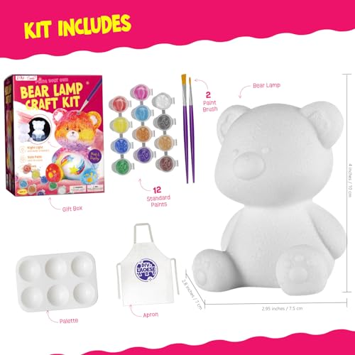 Basteln Mädchen Junge 6 7 8 9 10 Jahre, Bär Lampe Malset- Geschenk Mädchen Junge 6 7 8 10 11 12 Jahre, Bastelset Kinder ab 6 Jahre, Bär Spielzeug, DIY Kreativ Malen Bär Kinder Geschenkideen