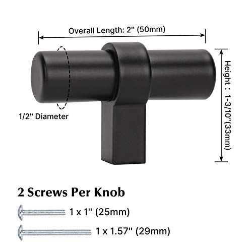 Goldenwarm 10 Pack Black Dresser Drawer Knobs Black Cabinet Knobs T Bar Knobs Matte Black - Lst16Bk Knobs For Kitchen Cupboard Single Hole Pulls Bathroom Cabinet Door Knobs #TOP1