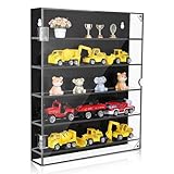 FOMIYES Vitrina para Coches de Juguete y Figuras de Acrílico Transparente Multicapa Base Negra, Caja Organizadora para Almacenamiento Infantil en Pared o Mesa, Diseño Moderno y Funcional