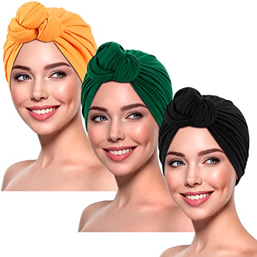 DANMY Women Turban,Beanie Hats,Indian Hats Head Wraps,African Turban Knot Pre-Tied Bonnet Beanie Cap for Women