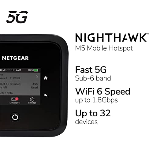 Image of NETGEAR Nighthawk M5 5G Mobile Hotspot with WiFi 6 (MR5200) Ultrafast 5G Wireless Hotspot Router | Works Best with AT&T and T-Mobile | Connects Up to 32 Devices | Secure Wireless Network Anywhere