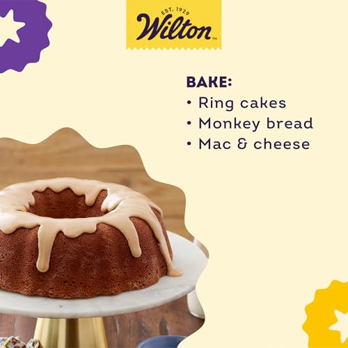 image for Wilton Gold Non-Stick 9.49 in Fluted Tube Cake Pan, Stainless Steel Ba