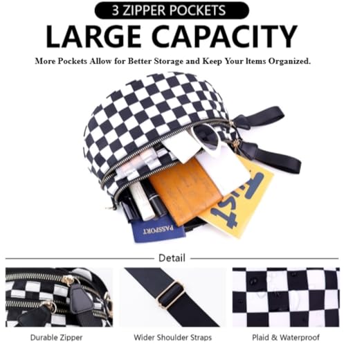 Emmafy GoFree - The Roomiest Crossbody Purse for Women, Checkered Nylon Bag, Travel Hobo & Bum Bag, Lightweight & Spacious4