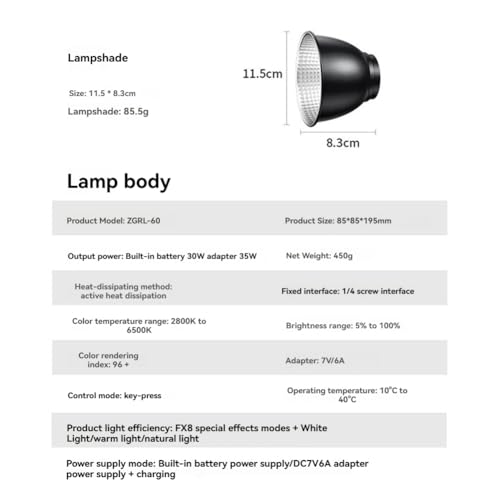 Luz LED para video de 60W y foco de estudio con enchufe UE 7
