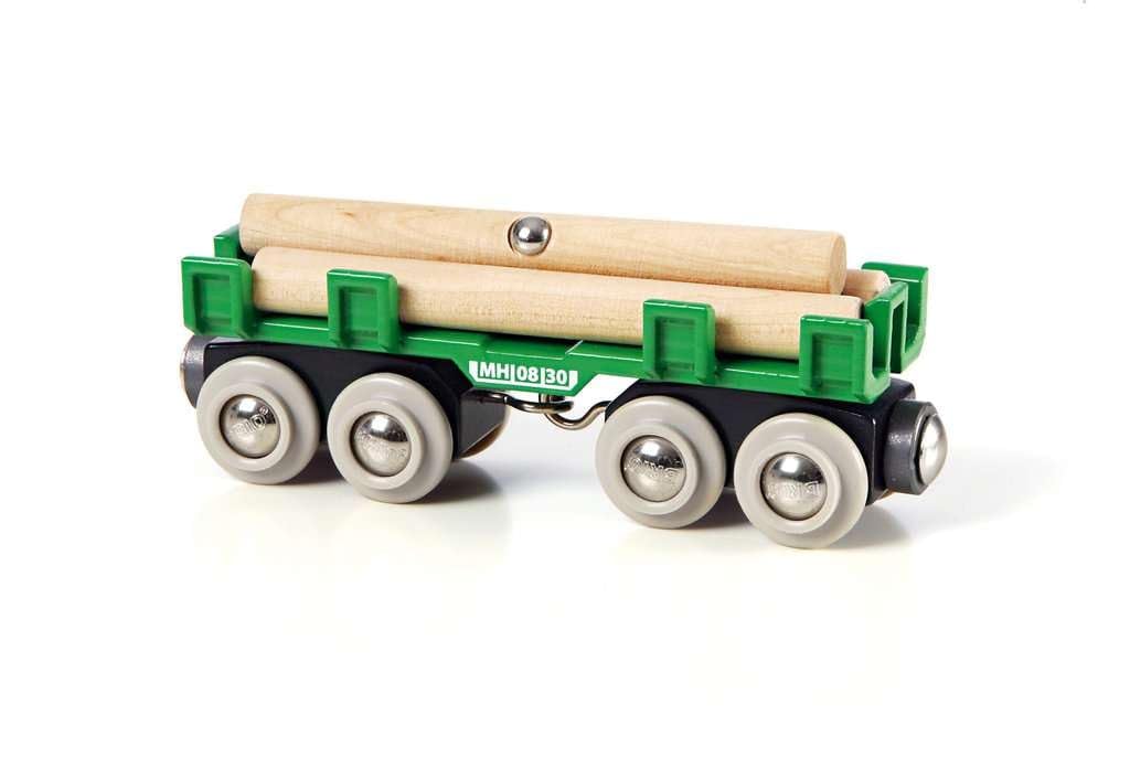 World - 33696 Lumber Loading Wagon | 4 Piece Toy Train Set for Kids | FSC-Certified Wooden Components | Ideal for Ages 3 and Up - Green