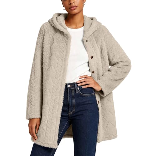 Image of Flodxo Fleece Winter Jackets for Women Plus Size Teddy Hoodies Fluffy Coats