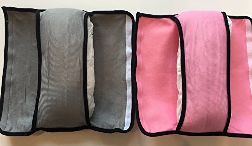 Image of Car Seat Belt Pillow 2 Pack Kids /Adult Child Headrest Seatbelt Travel Neck Support-Pink /Grey