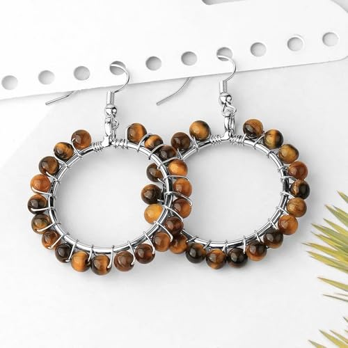 Boucles d'oreilles lithothérapie en cristal et perles argentées